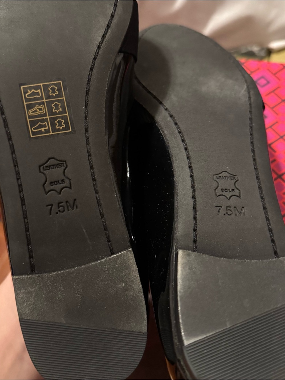 Tory Burch Black Patent Bow Loafers with Gold Logo Accent - Picture 4 of 4